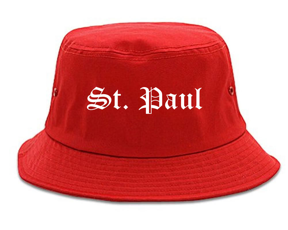 St. Paul Minnesota MN Old English Mens Bucket Hat Red
