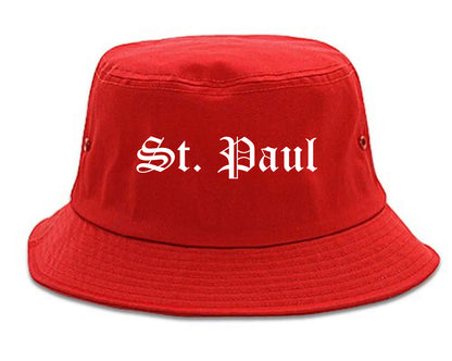 St. Paul Minnesota MN Old English Mens Bucket Hat Red