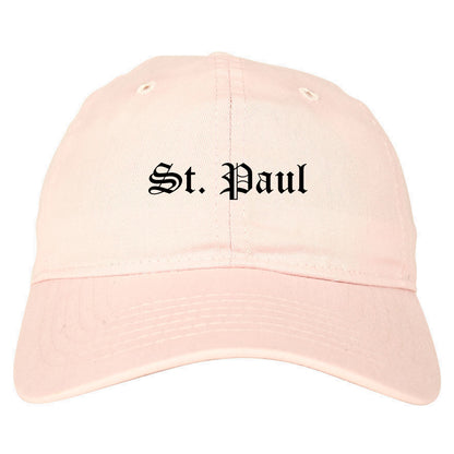 St. Paul Minnesota MN Old English Mens Dad Hat Baseball Cap Pink