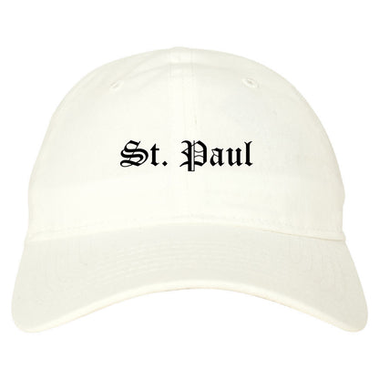 St. Paul Minnesota MN Old English Mens Dad Hat Baseball Cap White