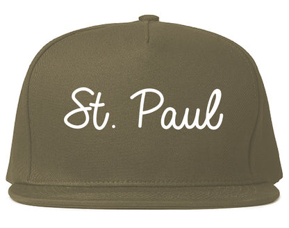 St. Paul Minnesota MN Script Mens Snapback Hat Grey