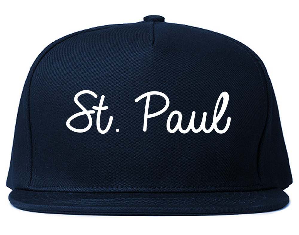 St. Paul Minnesota MN Script Mens Snapback Hat Navy Blue