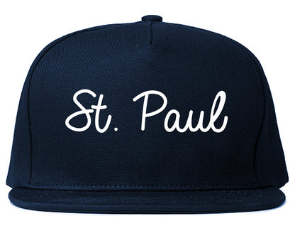 St. Paul Minnesota MN Script Mens Snapback Hat Navy Blue