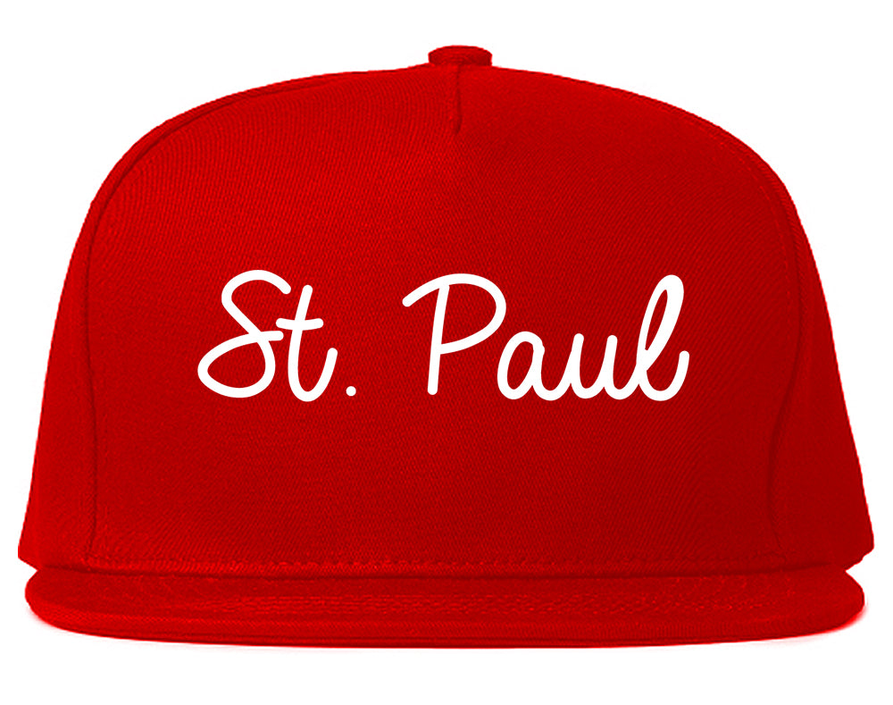 St. Paul Minnesota MN Script Mens Snapback Hat Red
