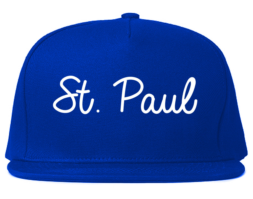 St. Paul Minnesota MN Script Mens Snapback Hat Royal Blue