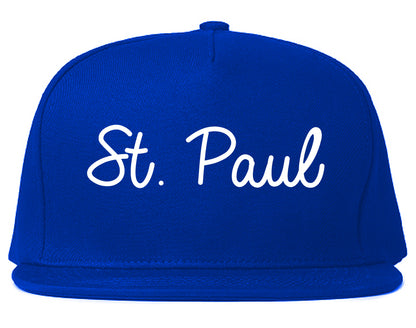 St. Paul Minnesota MN Script Mens Snapback Hat Royal Blue