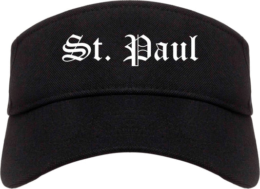 St. Paul Minnesota MN Old English Mens Visor Cap Hat Black