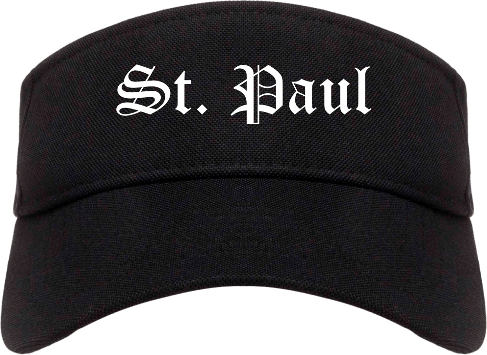 St. Paul Minnesota MN Old English Mens Visor Cap Hat Black