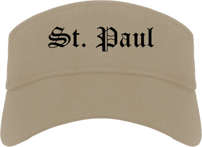 St. Paul Minnesota MN Old English Mens Visor Cap Hat Khaki