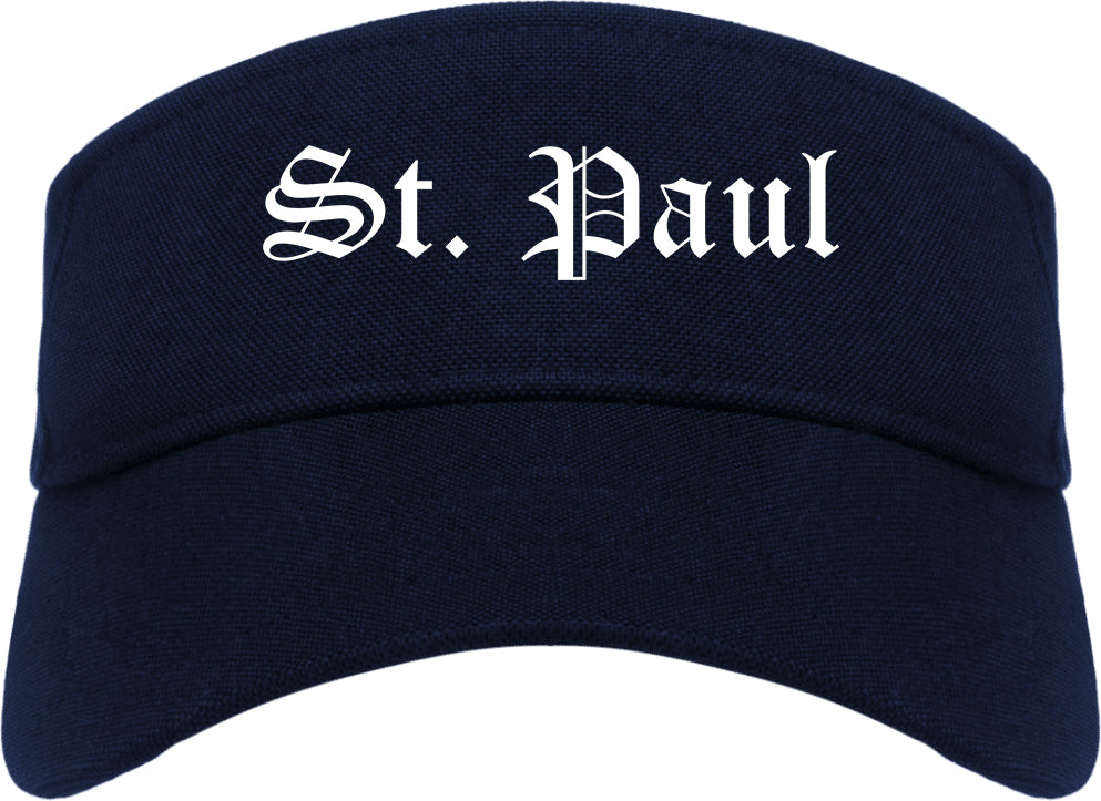 St. Paul Minnesota MN Old English Mens Visor Cap Hat Navy Blue
