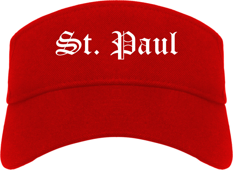 St. Paul Minnesota MN Old English Mens Visor Cap Hat Red
