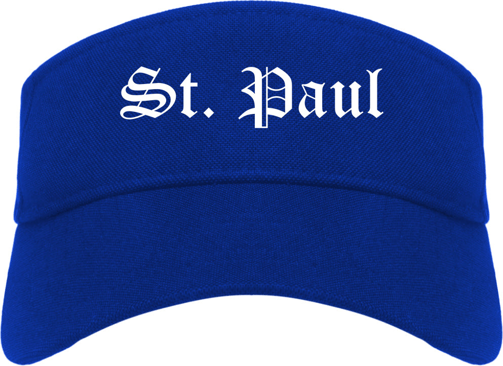 St. Paul Minnesota MN Old English Mens Visor Cap Hat Royal Blue