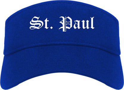 St. Paul Minnesota MN Old English Mens Visor Cap Hat Royal Blue