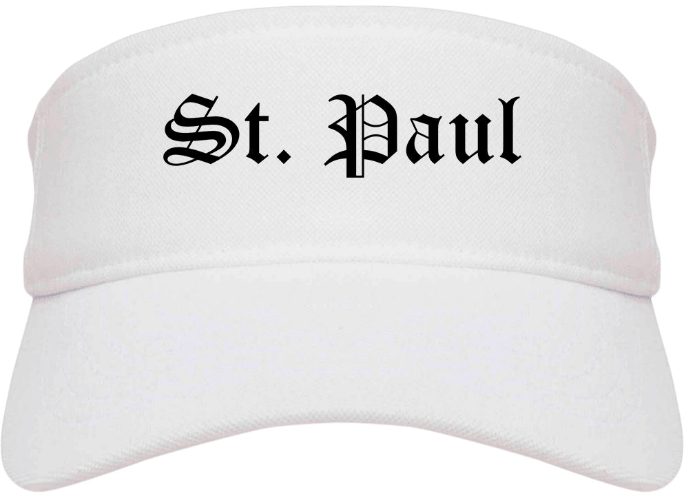 St. Paul Minnesota MN Old English Mens Visor Cap Hat White