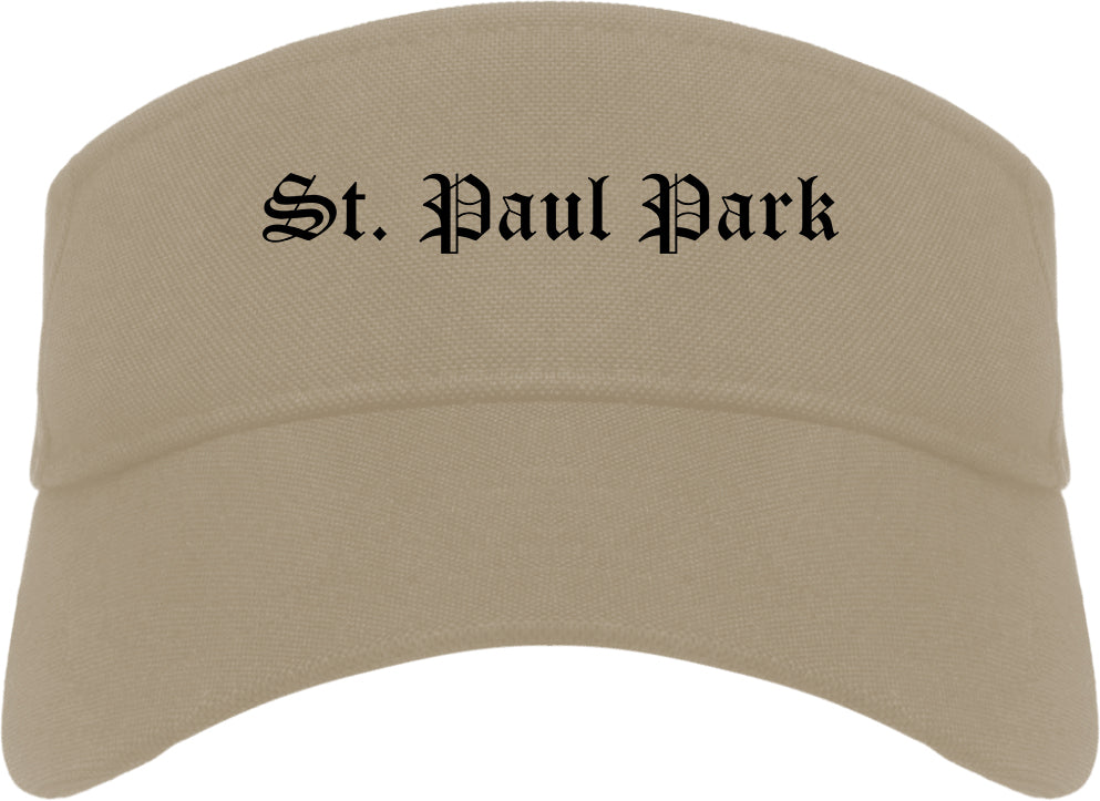 St. Paul Park Minnesota MN Old English Mens Visor Cap Hat Khaki