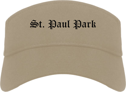 St. Paul Park Minnesota MN Old English Mens Visor Cap Hat Khaki