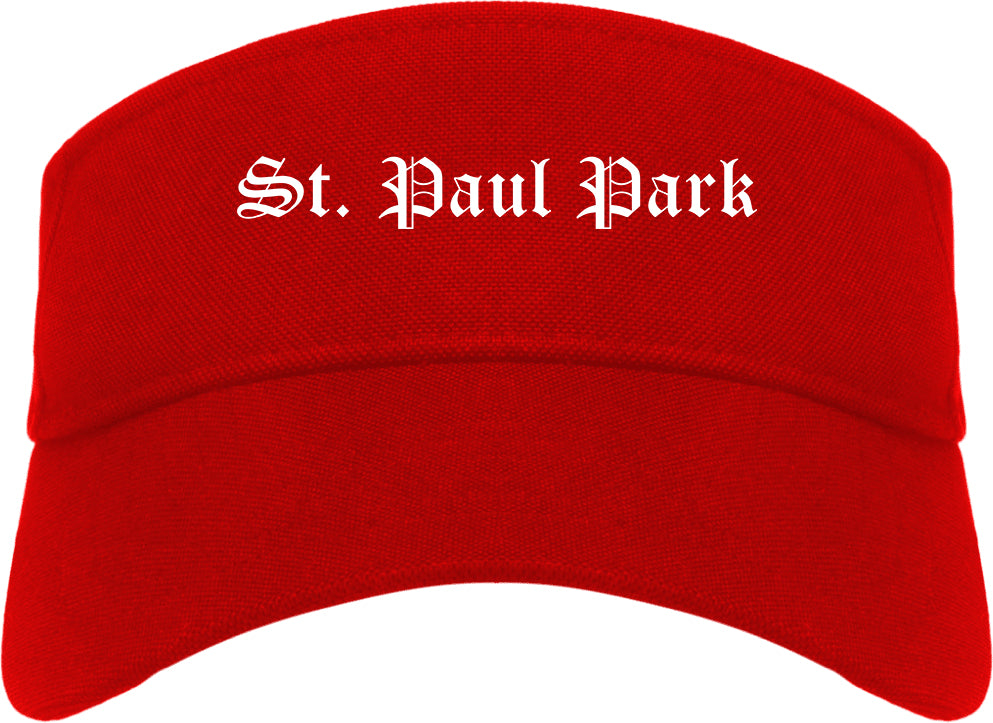 St. Paul Park Minnesota MN Old English Mens Visor Cap Hat Red