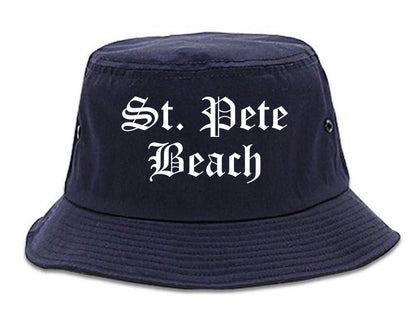 St. Pete Beach Florida FL Old English Mens Bucket Hat Navy Blue