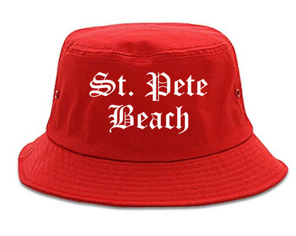 St. Pete Beach Florida FL Old English Mens Bucket Hat Red