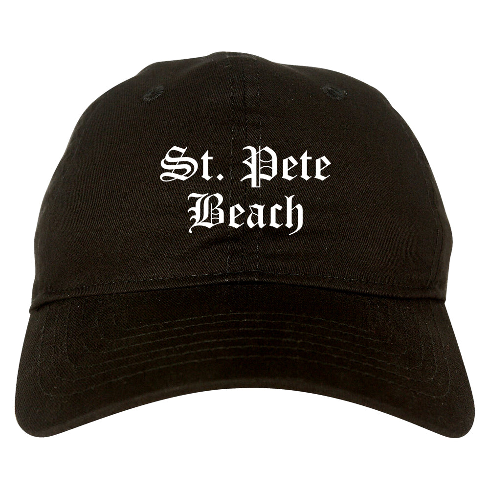 St. Pete Beach Florida FL Old English Mens Dad Hat Baseball Cap Black