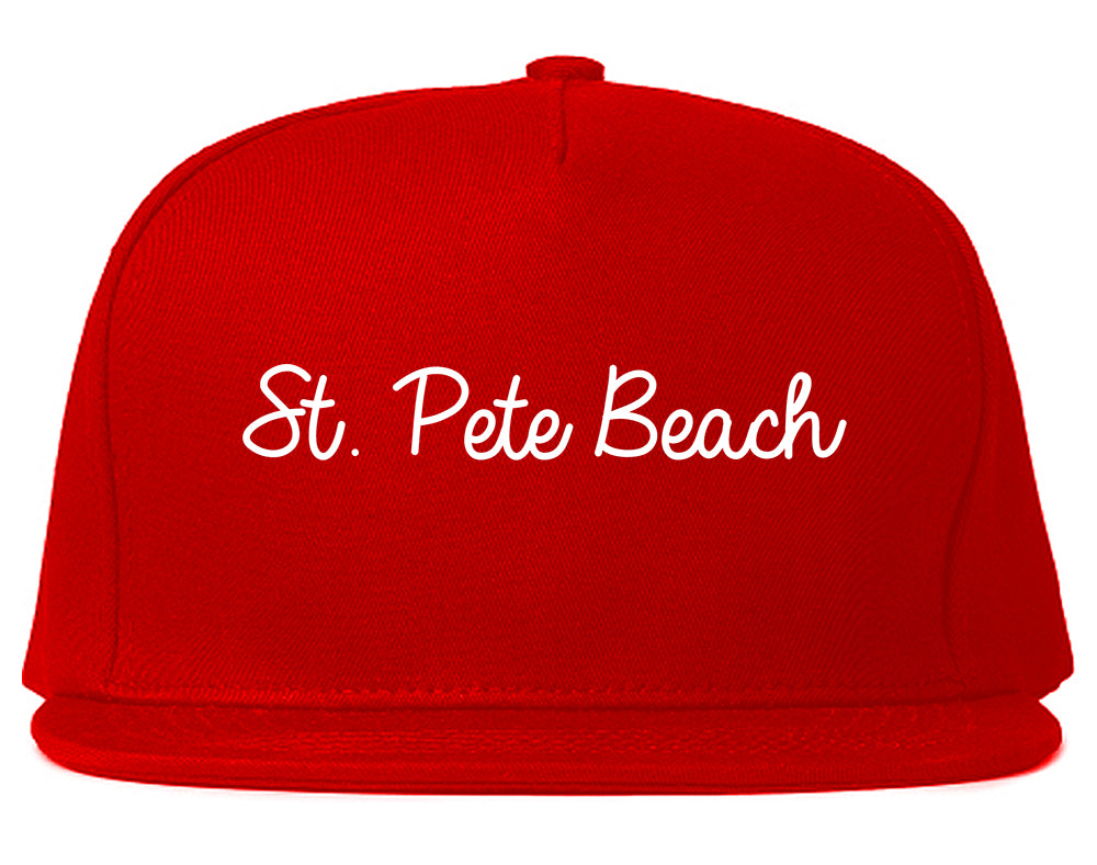 St. Pete Beach Florida FL Script Mens Snapback Hat Red