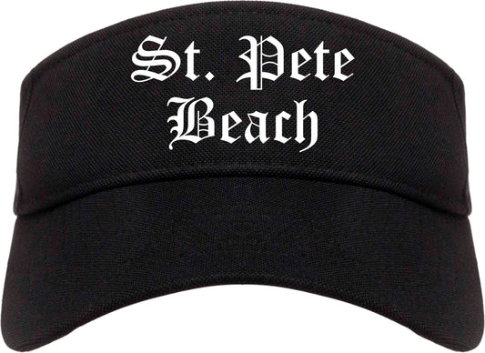 St. Pete Beach Florida FL Old English Mens Visor Cap Hat Black