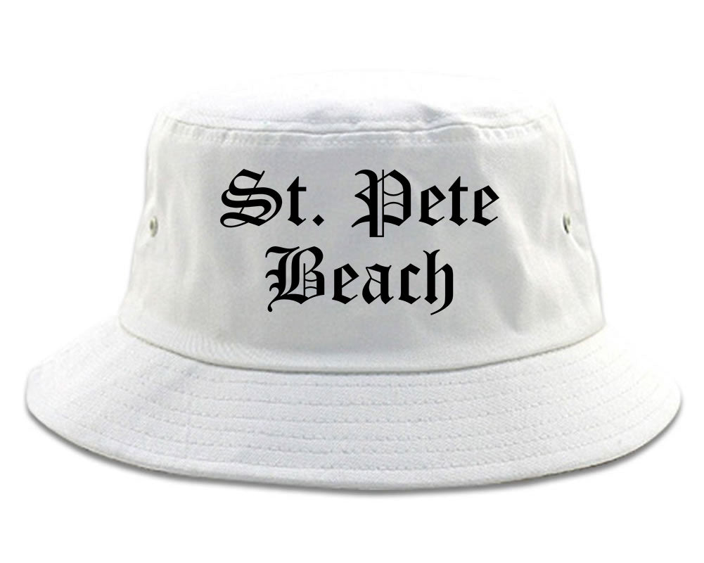 St. Pete Beach Florida FL Old English Mens Bucket Hat White