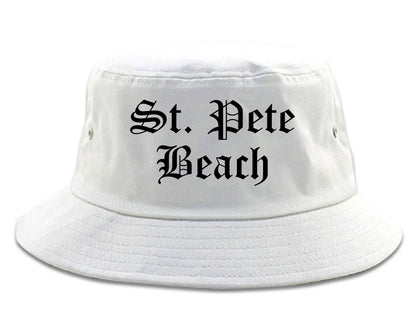 St. Pete Beach Florida FL Old English Mens Bucket Hat White