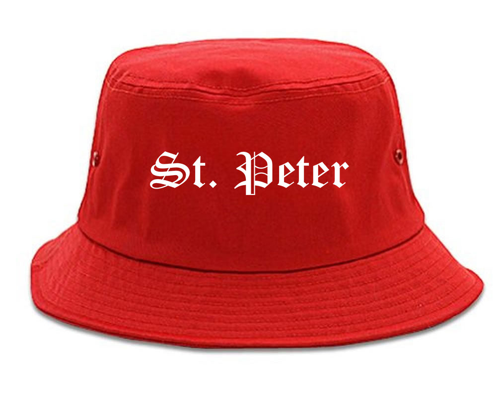 St. Peter Minnesota MN Old English Mens Bucket Hat Red