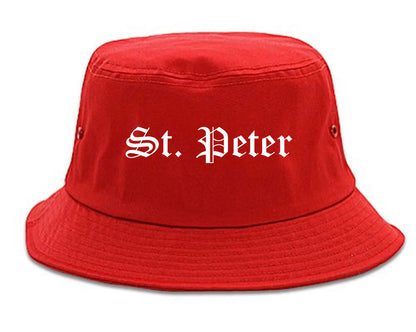 St. Peter Minnesota MN Old English Mens Bucket Hat Red