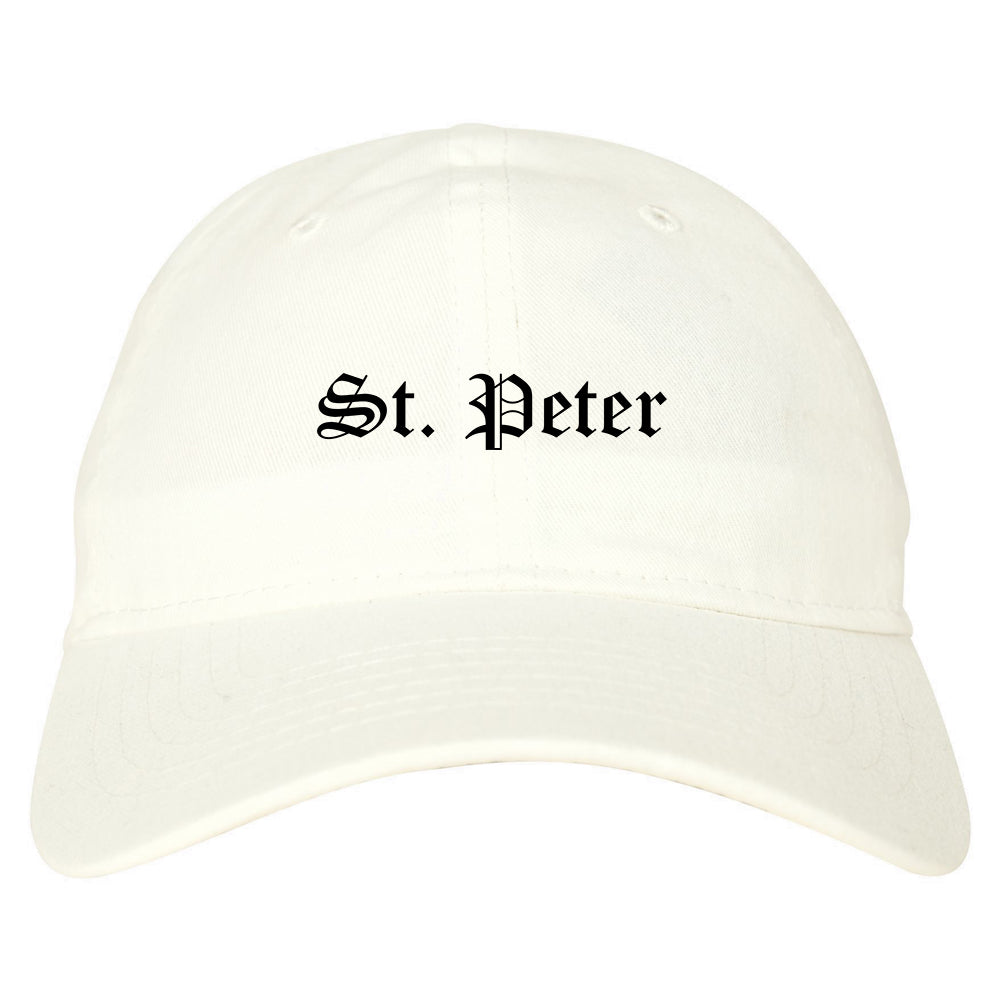 St. Peter Minnesota MN Old English Mens Dad Hat Baseball Cap White