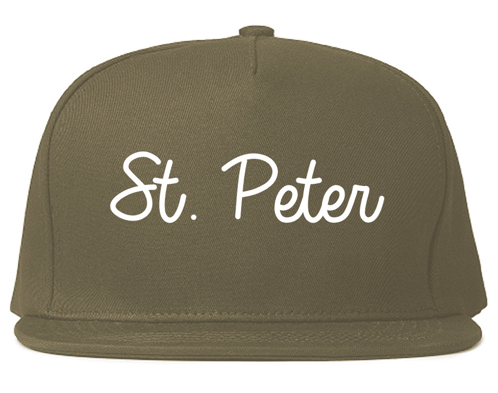 St. Peter Minnesota MN Script Mens Snapback Hat Grey
