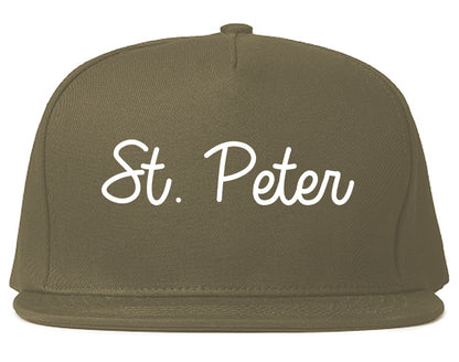 St. Peter Minnesota MN Script Mens Snapback Hat Grey