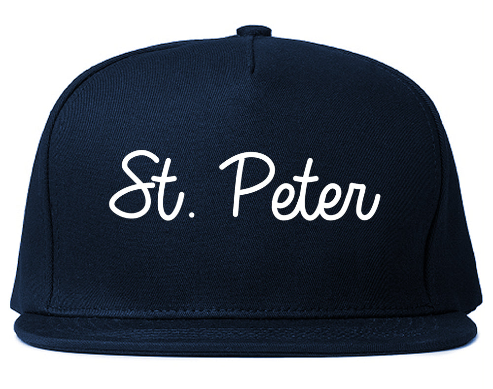St. Peter Minnesota MN Script Mens Snapback Hat Navy Blue
