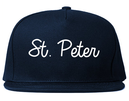 St. Peter Minnesota MN Script Mens Snapback Hat Navy Blue