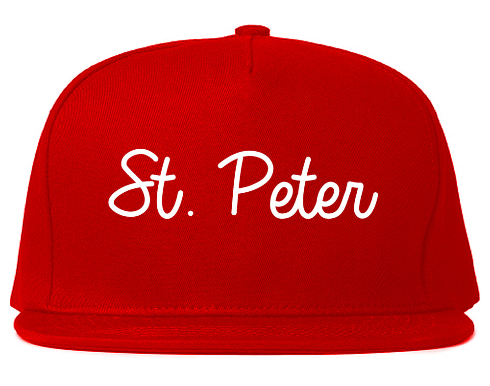 St. Peter Minnesota MN Script Mens Snapback Hat Red