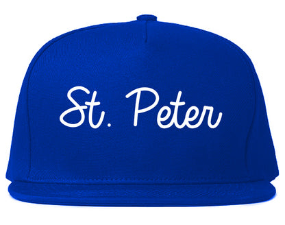 St. Peter Minnesota MN Script Mens Snapback Hat Royal Blue