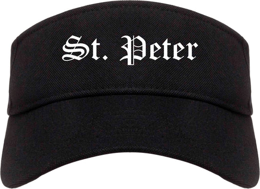 St. Peter Minnesota MN Old English Mens Visor Cap Hat Black