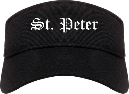 St. Peter Minnesota MN Old English Mens Visor Cap Hat Black