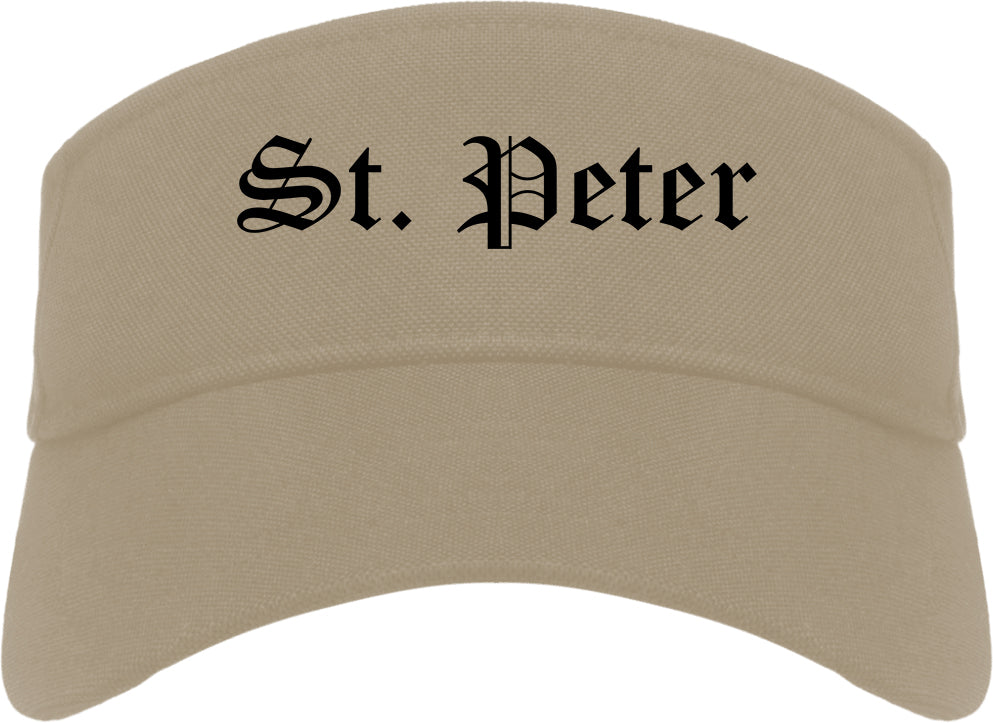 St. Peter Minnesota MN Old English Mens Visor Cap Hat Khaki