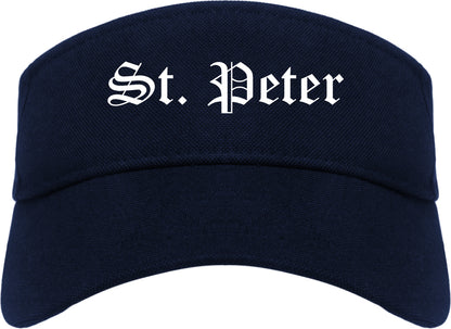 St. Peter Minnesota MN Old English Mens Visor Cap Hat Navy Blue