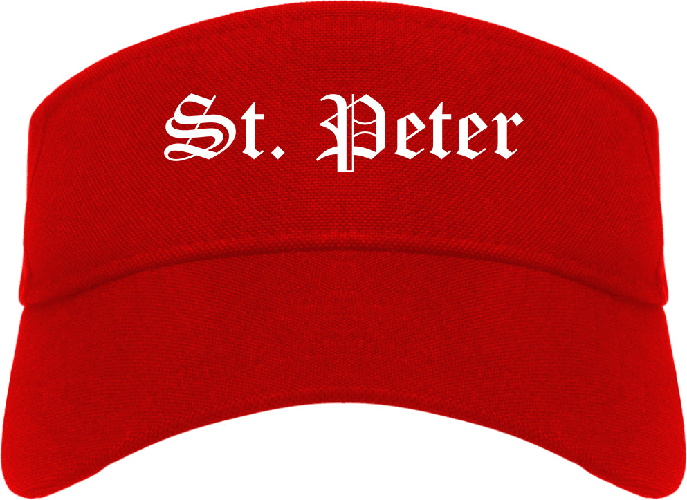 St. Peter Minnesota MN Old English Mens Visor Cap Hat Red