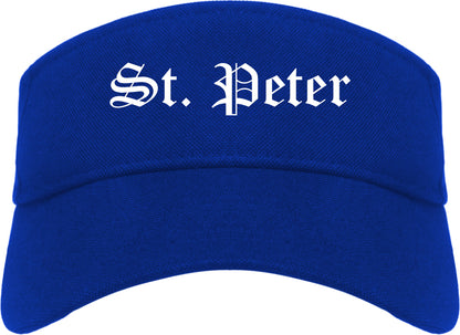 St. Peter Minnesota MN Old English Mens Visor Cap Hat Royal Blue