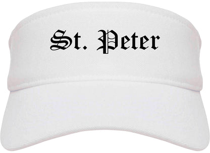 St. Peter Minnesota MN Old English Mens Visor Cap Hat White