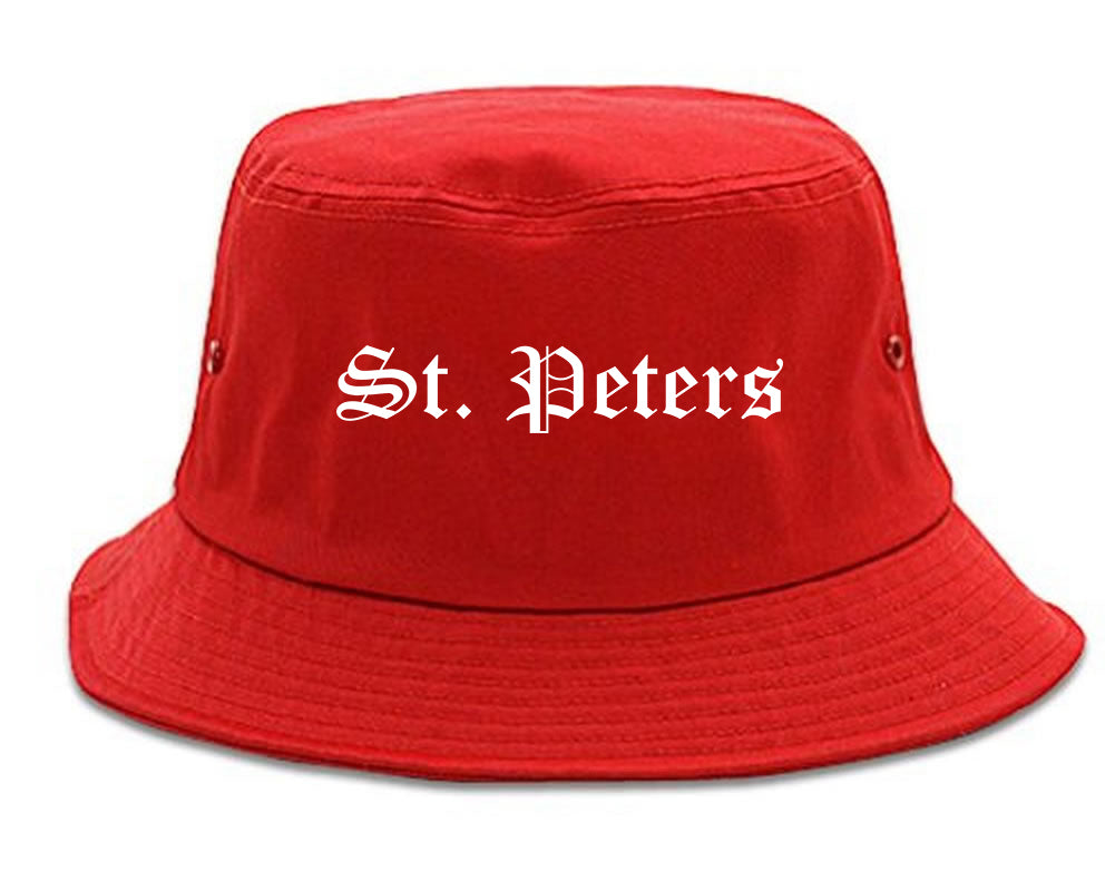 St. Peters Missouri MO Old English Mens Bucket Hat Red