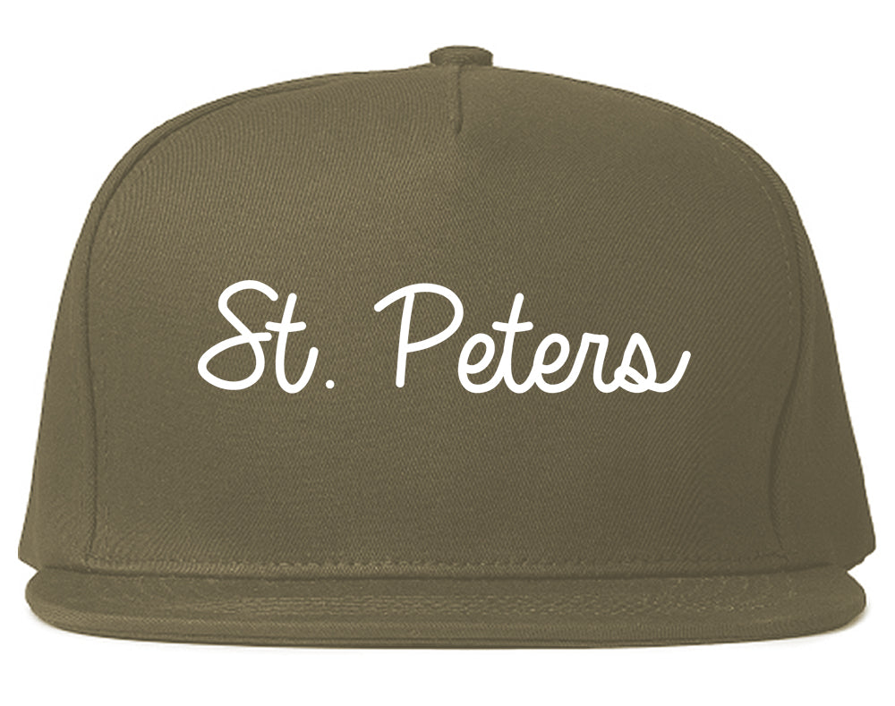 St. Peters Missouri MO Script Mens Snapback Hat Grey