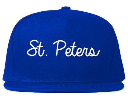 St. Peters Missouri MO Script Mens Snapback Hat Royal Blue