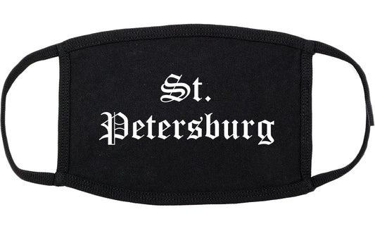 St. Petersburg Florida FL Old English Cotton Face Mask Black