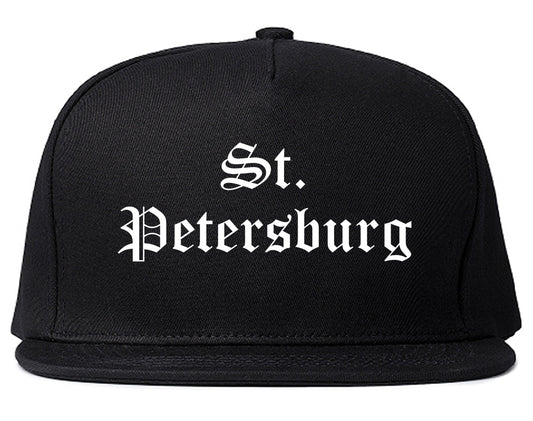 St. Petersburg Florida FL Old English Mens Snapback Hat Black