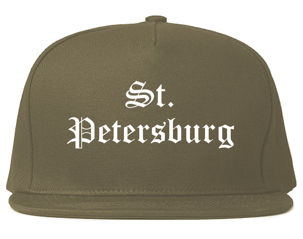 St. Petersburg Florida FL Old English Mens Snapback Hat Grey